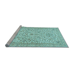 Sideview of Machine Washable Persian Light Blue Traditional Rug, wshtr986lblu