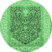 Round Animal Emerald Green Traditional Rug, tr987emgrn