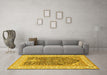 Machine Washable Animal Yellow Traditional Rug in a Living Room, wshtr987yw