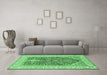 Machine Washable Animal Emerald Green Traditional Area Rugs in a Living Room,, wshtr987emgrn