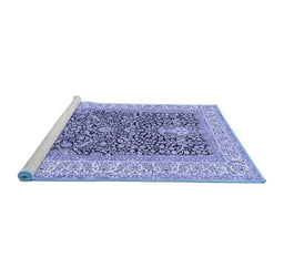 Sideview of Machine Washable Animal Blue Traditional Rug, wshtr987blu