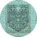 Round Animal Light Blue Traditional Rug, tr987lblu