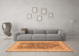 Machine Washable Animal Orange Traditional Area Rugs in a Living Room, wshtr987org