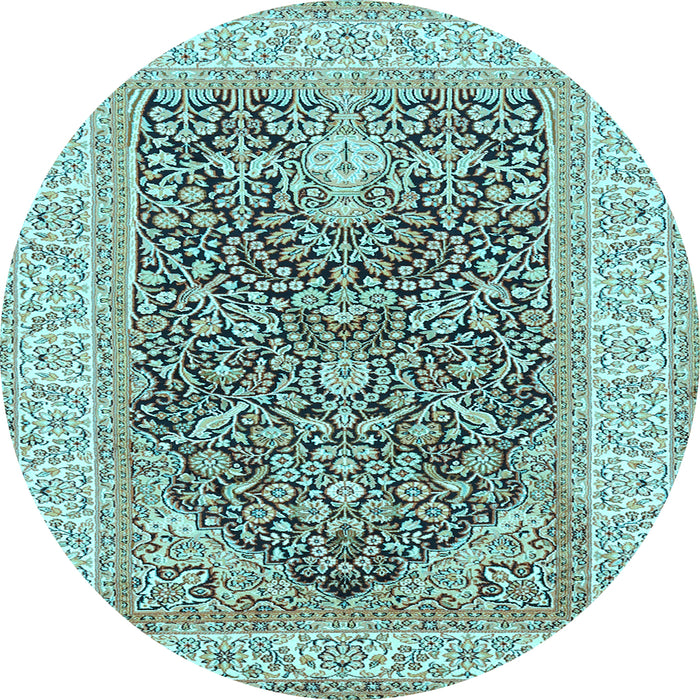 Round Machine Washable Animal Light Blue Traditional Rug, wshtr987lblu
