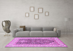 Machine Washable Animal Purple Traditional Area Rugs in a Living Room, wshtr987pur