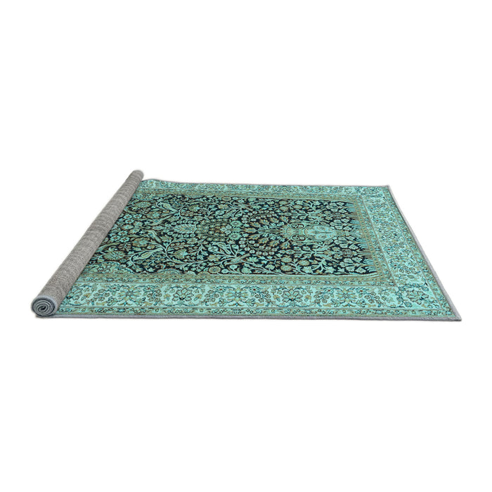 Sideview of Machine Washable Animal Light Blue Traditional Rug, wshtr987lblu