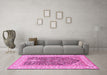 Machine Washable Animal Pink Traditional Rug in a Living Room, wshtr987pnk