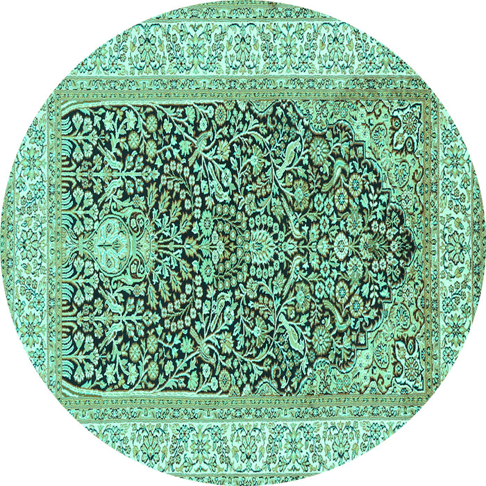 Round Machine Washable Animal Turquoise Traditional Area Rugs, wshtr987turq