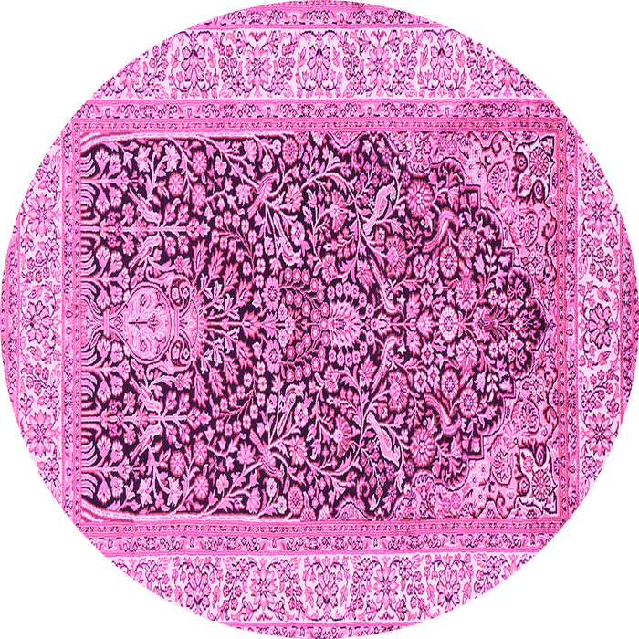 Round Animal Pink Traditional Rug, tr987pnk
