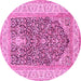 Round Animal Pink Traditional Rug, tr987pnk