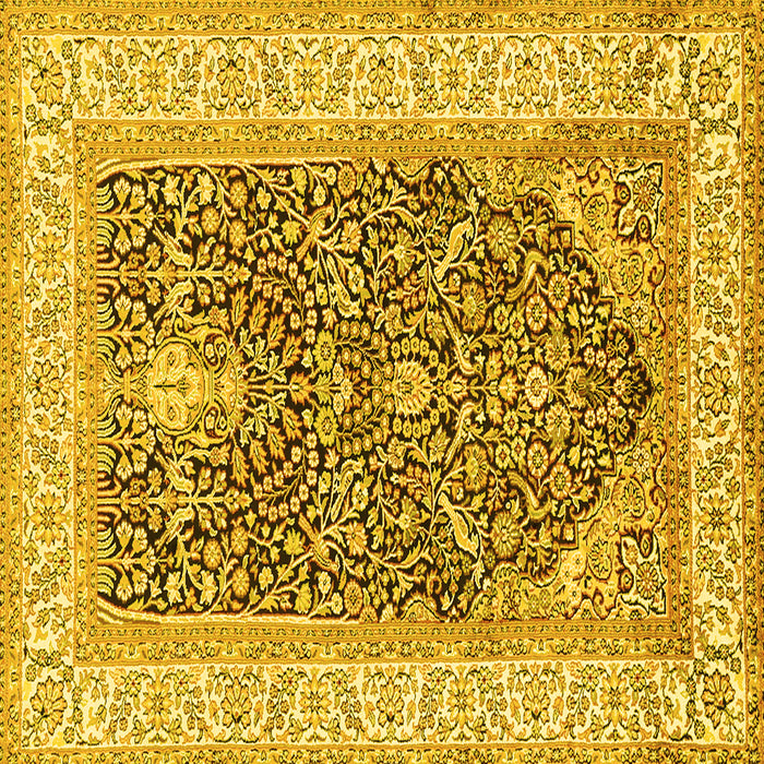 Square Machine Washable Animal Yellow Traditional Rug, wshtr987yw