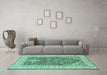 Machine Washable Animal Turquoise Traditional Area Rugs in a Living Room,, wshtr987turq