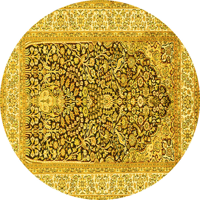 Round Animal Yellow Traditional Rug, tr987yw