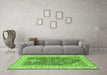 Machine Washable Animal Green Traditional Area Rugs in a Living Room,, wshtr987grn