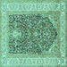 Square Animal Turquoise Traditional Rug, tr987turq