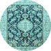 Round Medallion Light Blue Traditional Rug, tr988lblu