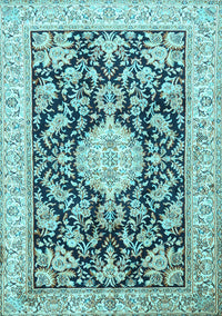 Medallion Light Blue Traditional Rug, tr988lblu