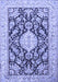 Machine Washable Medallion Blue Traditional Rug, wshtr988blu