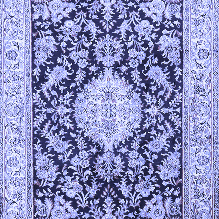Machine Washable Medallion Blue Traditional Rug, wshtr988blu