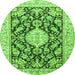 Square Medallion Green Traditional Rug, tr988grn