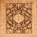 Round Machine Washable Medallion Orange Traditional Area Rugs, wshtr988org