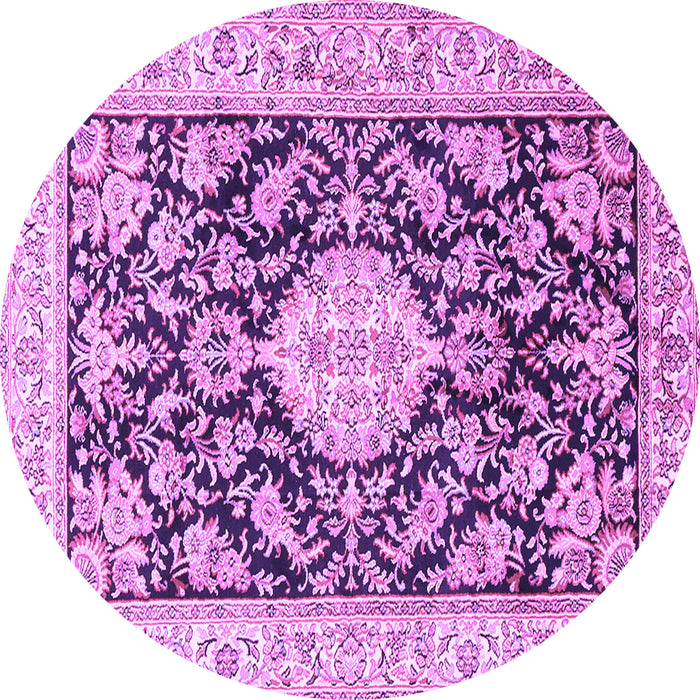 Round Medallion Purple Traditional Rug, tr988pur