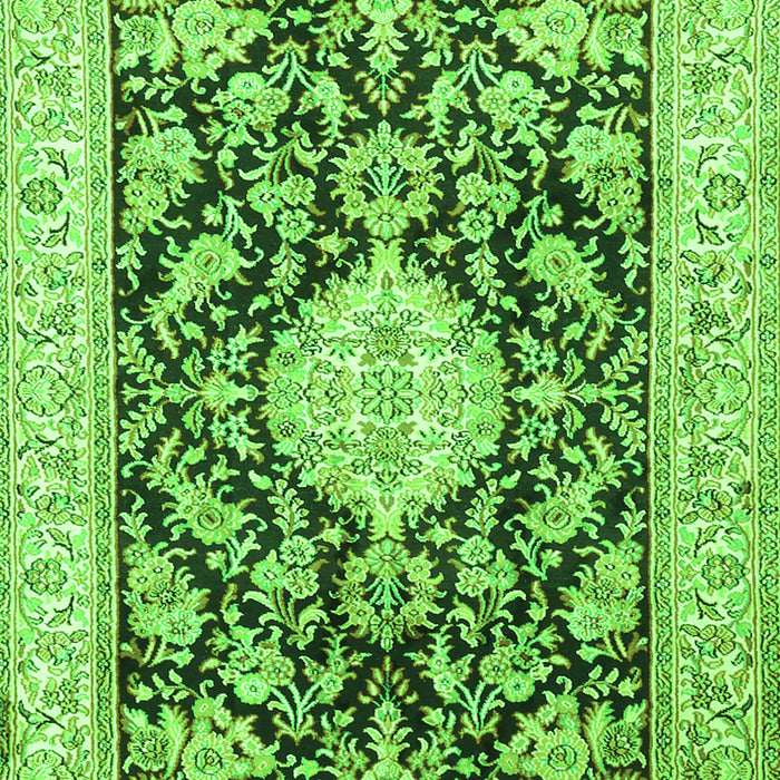 Serging Thickness of Machine Washable Medallion Green Traditional Area Rugs, wshtr988grn
