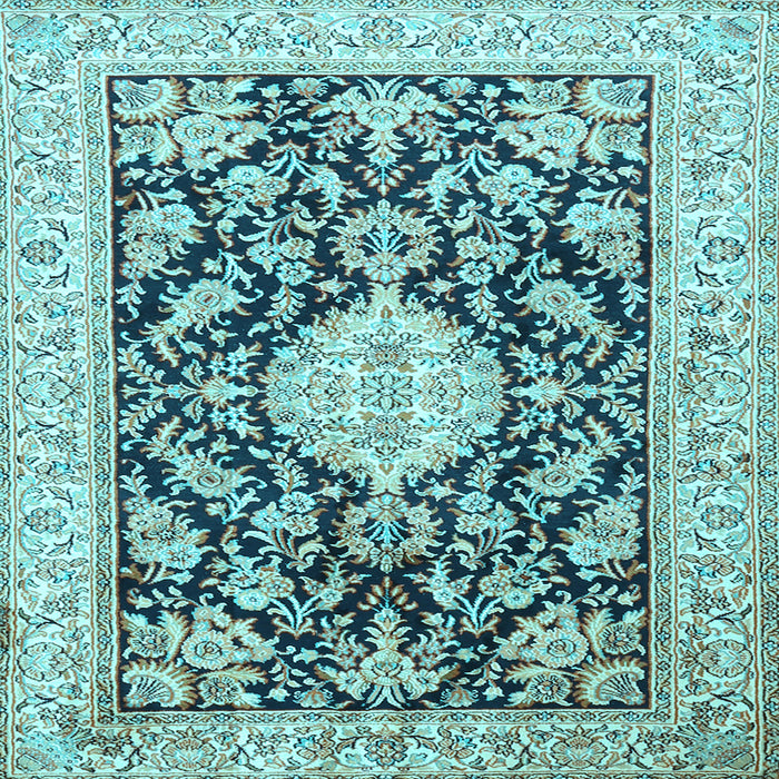 Square Medallion Light Blue Traditional Rug, tr988lblu