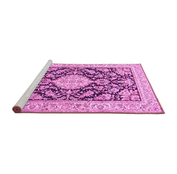 Sideview of Machine Washable Medallion Pink Traditional Rug, wshtr988pnk
