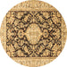 Round Medallion Brown Traditional Rug, tr988brn
