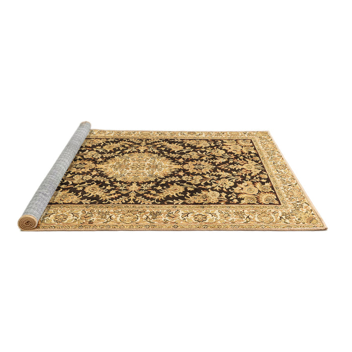 Sideview of Machine Washable Medallion Brown Traditional Rug, wshtr988brn