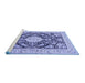 Sideview of Machine Washable Medallion Blue Traditional Rug, wshtr988blu