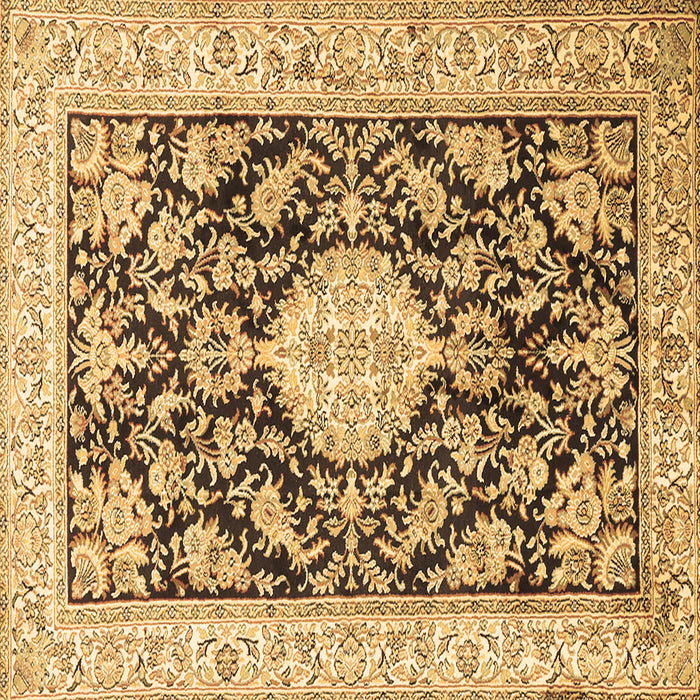 Square Machine Washable Medallion Brown Traditional Rug, wshtr988brn