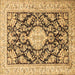 Square Machine Washable Medallion Brown Traditional Rug, wshtr988brn