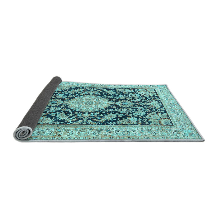 Sideview of Medallion Light Blue Traditional Rug, tr988lblu