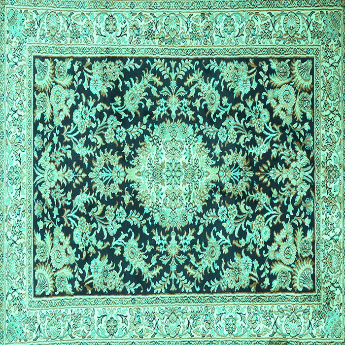 Square Medallion Turquoise Traditional Rug, tr988turq