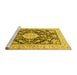 Sideview of Machine Washable Medallion Yellow Traditional Rug, wshtr988yw
