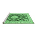 Sideview of Machine Washable Medallion Emerald Green Traditional Area Rugs, wshtr988emgrn