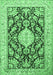 Machine Washable Medallion Emerald Green Traditional Area Rugs, wshtr988emgrn