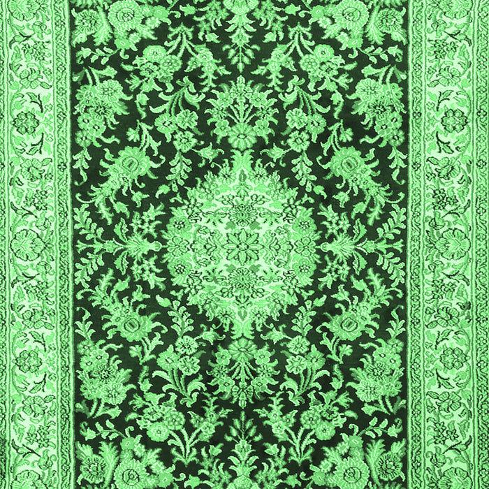 Machine Washable Medallion Emerald Green Traditional Area Rugs, wshtr988emgrn