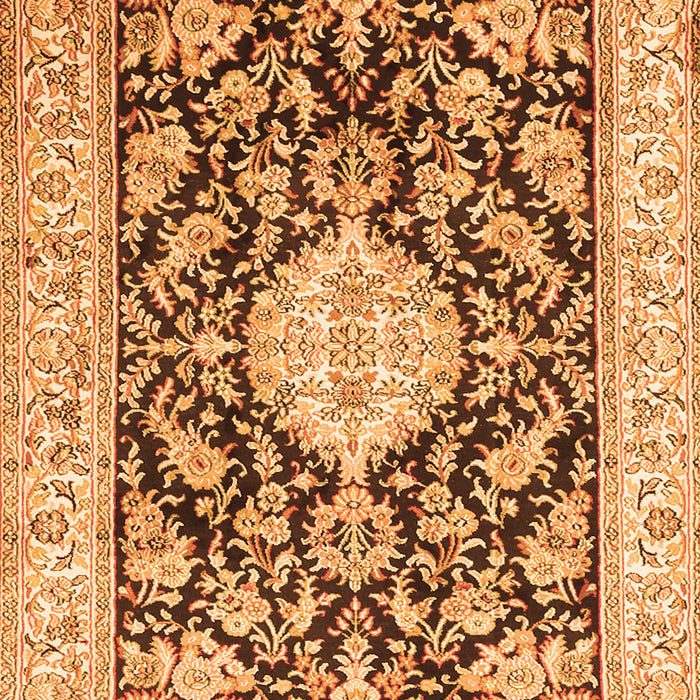 Serging Thickness of Machine Washable Medallion Orange Traditional Area Rugs, wshtr988org