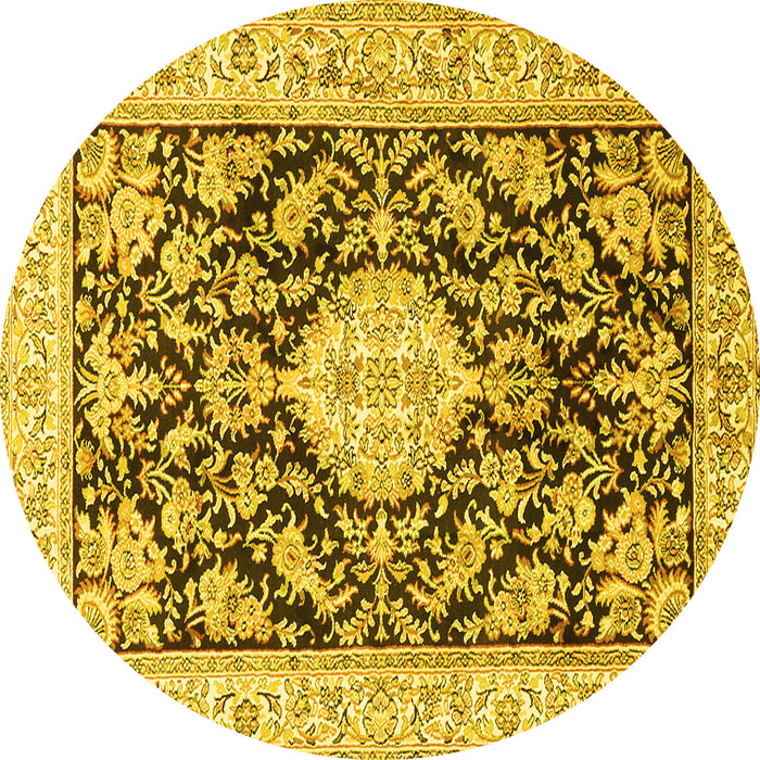 Round Medallion Yellow Traditional Rug, tr988yw