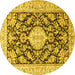 Round Medallion Yellow Traditional Rug, tr988yw