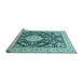 Sideview of Machine Washable Medallion Light Blue Traditional Rug, wshtr988lblu