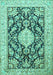 Machine Washable Medallion Turquoise Traditional Area Rugs, wshtr988turq