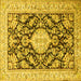 Square Medallion Yellow Traditional Rug, tr988yw