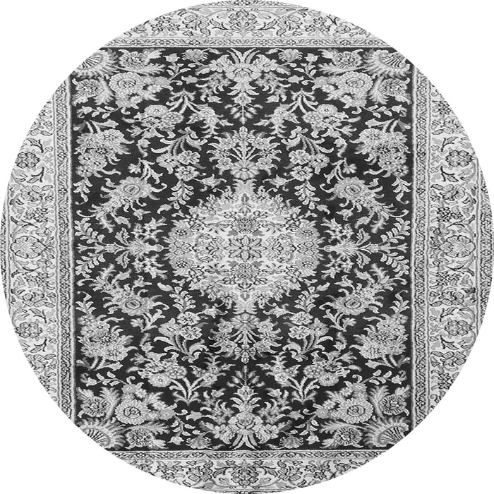 Machine Washable Medallion Gray Traditional Rug, wshtr988gry