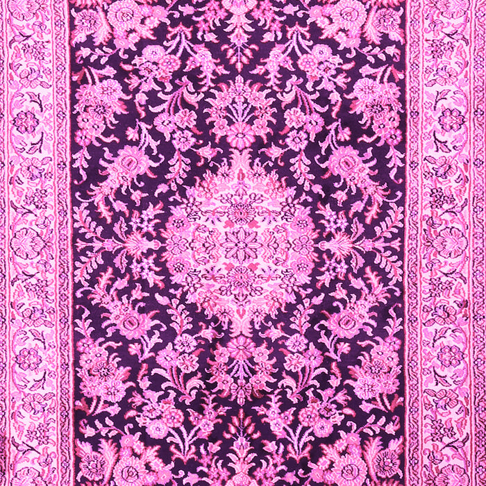 Machine Washable Medallion Pink Traditional Rug, wshtr988pnk