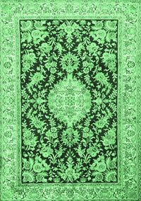 Medallion Emerald Green Traditional Rug, tr988emgrn