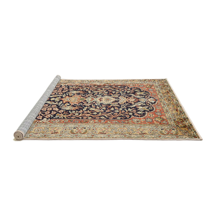 Sideview of Machine Washable Traditional Chestnut Brown Rug, wshtr989